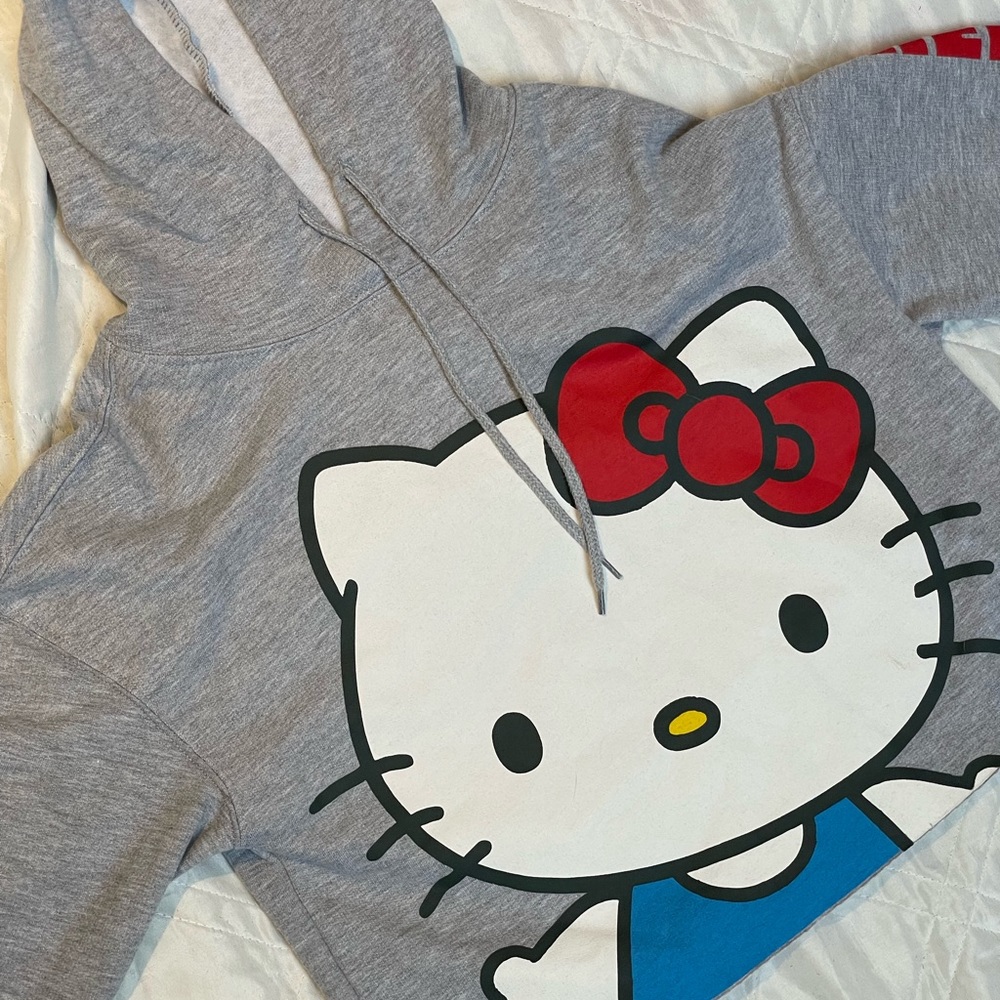 Hello kitty gray crop top hoodie